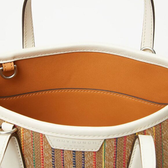 TORY BURCH Small Perry Stripe Raffia Tote - Picture 9 of 12
